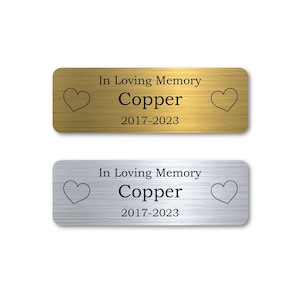 Engraved Metal Plate - Name Plate for Dog & Cat Urn - Ash Box Engraved Name Sign - Pet Remembrance Custom Plate - Pet Loss Gift and Keepsake