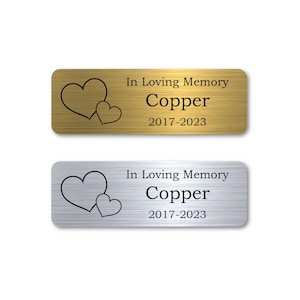 Engraved Name Plate for Urn - In Memory Name Plate for Deceased - Ash Box Name Plaque - Remembrance Name Sign with Heart - Gold & Silver