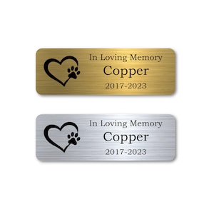 Metal Name Plate for Pet Urn - Personalized Name Plaque for Dog or Cat Urn - Gold or Silver Name Sign for Ash Box - Pet Remembrance Keepsake