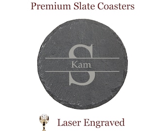 Slate Coasters Engraved - Engraved Coasters - Wedding Gift Coaster Set - Personalized Coasters - Custom Drink Coaster - Houswarming Gift Set