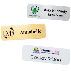 Name Tags for Work - Business Name Badges with Logo - Magnetic Name Tags - Pin Name Badge - Company Brand Tag - Custom Name Tag - Logo Badge