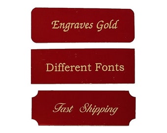 Red & Gold Metal Name Plate - Metal Name Sign - Picture Frame Plate - Brass Plaque - Trophy Award Plate - Metal Plaque - Laser Engrave Plate