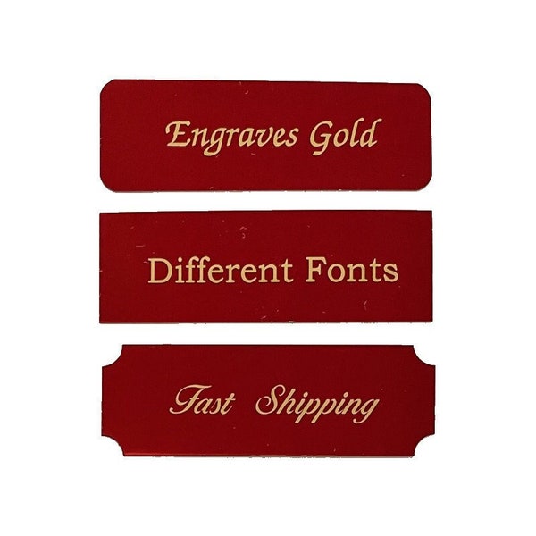 Red & Gold Metal Name Plate - Metal Name Sign - Picture Frame Plate - Brass Plaque - Trophy Award Plate - Metal Plaque - Laser Engrave Plate