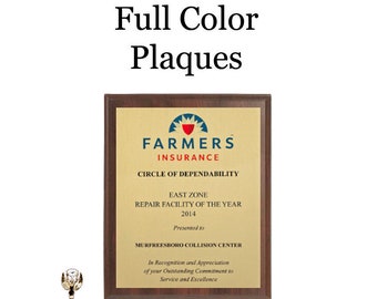 Award Plaque - Full Color Plaque - Wood Plaque - Custom Plaque - Logo Plaque - Appreciation Plaque - Service Plaque - Retirement Plaque