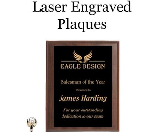 Award Plaque - Laser Engraved Plaque - Wood Plaque - Engraved Plaque - Custom Plaque - Traditional Plaque - Black and Gold Plaque - Plaque