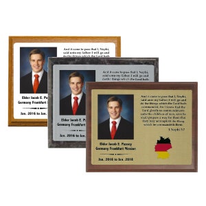 LDS Missionary Plaque - Missionary Gift - Full Color Missionary Plaques - Engraved Missionary Plaque - Fast Shipping