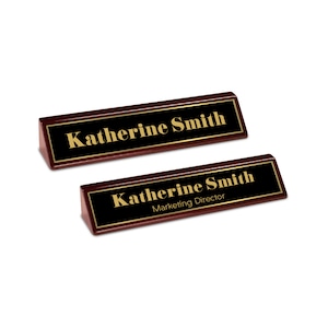 Desk Name Plate - Custom Engraved Name Sign - Personalized Wood Desk Sign - Classy Name Plaque for Desk - Rosewood Executive Wood Desk Wedge