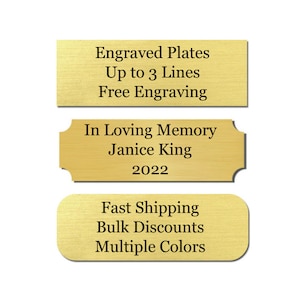 1&quot; x 3&quot; Metal Name Plate - Metal Name Sign - Picture Frame Plate - Wedding Sign Plate - Trophy Award Plate - Metal Plaque - Engraved Plate