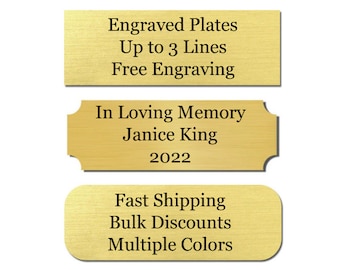 1" x 3" Metal Name Plate - Metal Name Sign - Picture Frame Plate - Wedding Sign Plate - Trophy Award Plate - Metal Plaque - Engraved Plate