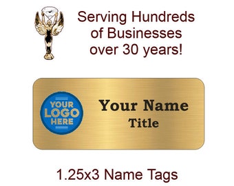 Wearable Name Tags | Business Name Tags | Metal Name Tags | Magnetic Name Tags | 1.25x3 Gold Name Tags | Logo Name Tags | Name Badge