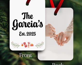 Engagement Ornament with Photo of Couple Newly Engaged Couple Gift for Wedding Christmas Ornament for New Couple Engagement Gift
