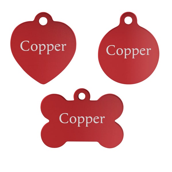 Engraved Pet Tag - Red Pet Tag Personalized - Pet ID Tags for Dogs - ID Labels for Cats - Dog Bone Dog Tags - Heart Shaped ID Tags for Pet