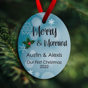 First Christmas Married Ornament - Established Ornament - Marriage Ornament - Our First Christmas - Mr. & Mrs. Ornament - Merry and Married