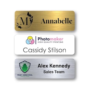 Name Tags for Work - Business Name Badges with Logo - Magnetic Name Tags - Pin Name Badge - Company Brand Tag - Custom Name Tag - Logo Badge