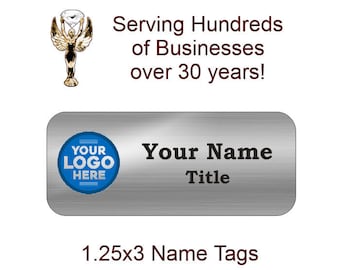 Wearable Name Tags | Business Name Tags | Metal Name Tags | Magnetic Name Tags | 1.25x3 Silver Name Tags | Logo Name Tags | Name Badge