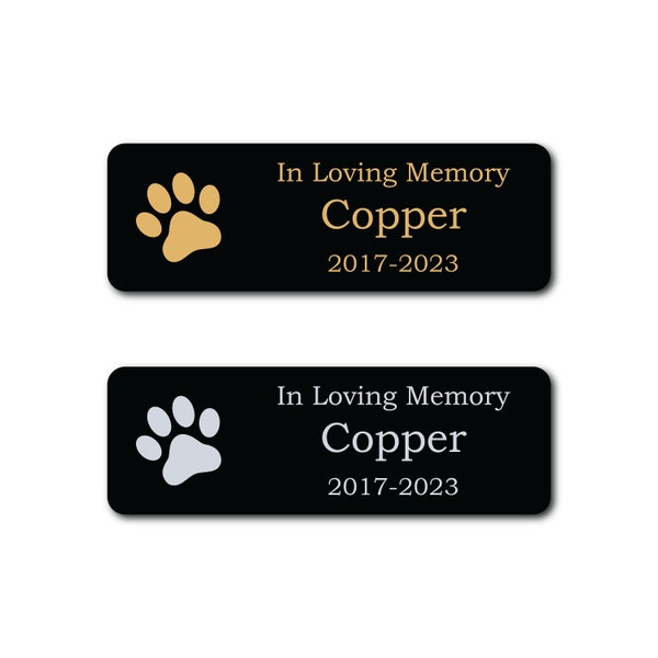 Metal Name Plate for Pet Urn - Engraved Name Plaque for Dog Cat Ash Box - Custom Engraved Pet Memorial Plate - Custom Name Sign for Pet Loss
