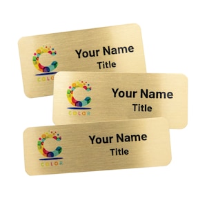 Full Color Business Name Tags with Logo Custom Name Badges for Employee Name Tags with Logo Personalized Brand Name Tags Magnetic or Pins