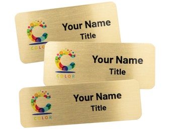 Full Color Business Name Tags with Logo Custom Name Badges for Employee Name Tags with Logo Personalized Brand Name Tags Magnetic or Pins