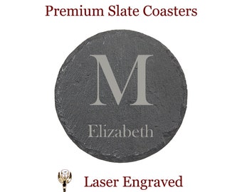 Slate Coasters Engraved - Engraved Coasters - Wedding Gift Coaster Set - Personalized Coasters - Custom Drink Coaster - Houswarming Gift Set