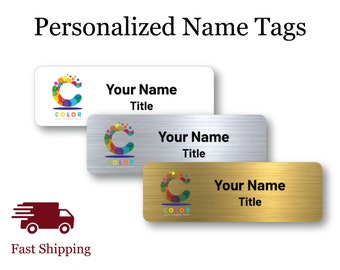 Magnetic Name Tags - Logo Name Badges for Work - Industry Name Tags with Logo - Personalized Name Tags - Custom Name Badges - Logo Badges