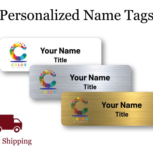 Magnetic Name Tags - Logo Name Badges for Work - Industry Name Tags with Logo - Personalized Name Tags - Custom Name Badges - Logo Badges