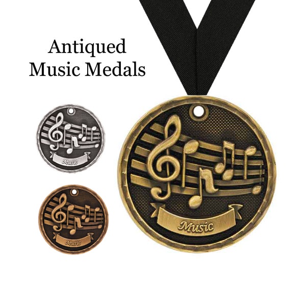 Music Award Medals - Piano Medallion - Band Medal - Orchestra Awards - Practice Time Gifts - Gold, Silver & Bronze Music Medals - Music Note