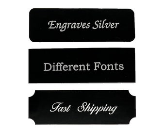 Black & Silver Metal Name Plate - Metal Sign - Picture Frame Plate - Brass Plaque - Trophy Award Plate - Metal Plaque - Laser Engraved Plate