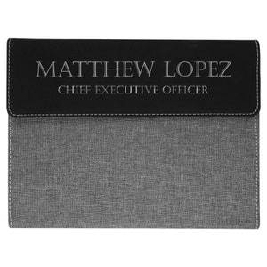 Custom Leather Canvas Padfolio - Personalized Business Portfolio - Laser Engraved Padfolio with Notebook - Business Gift - Employee Gifts
