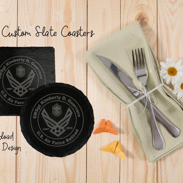 Custom Slate Coaster Set - Wedding Favor - Personalized Stone Coaster - Housewarming Gift - Business Logo Gift - Custom Drink Coaster Set