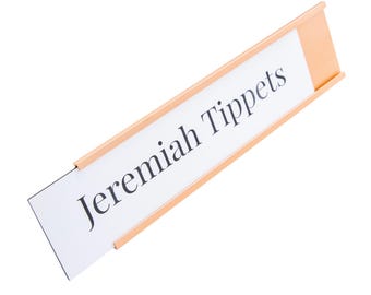 Personalized Office Name Plate - Custom Nameplate for Work - Interchangeable Wall Signs - Nameplate for Desk - Slide in and out Name Plates