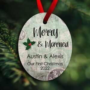 First Christmas Married Ornament - Established Ornament - Marriage Ornament - Our First Christmas - Mr. & Mrs. Ornament - Merry and Married