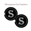 Monogram Car Coaster Set - Car Accessories for Men - Women - Black Classy Car Cup Holder Coasters - Personalized Cup Holder Coaster - Set 2