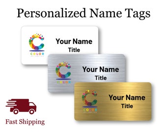 Name Tags for Work - Business Name Badges with Logo - Magnetic Name Tags - Pin Name Badge - Company Brand Tag - Custom Name Tag - Logo Badge
