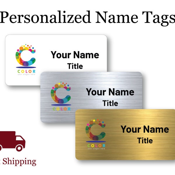 Name Tags for Work - Business Name Badges with Logo - Magnetic Name Tags - Pin Name Badge - Company Brand Tag - Custom Name Tag - Logo Badge