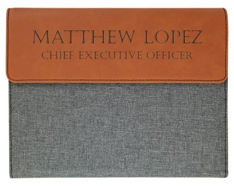 Leather Padfolio - Engraved Portfolio - Leather Business Portfolio - Personalized Portfolio with Notepad - Custom Leatherette Folio - Gift