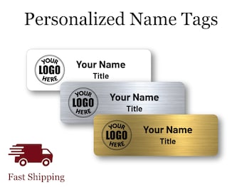 Name Tags for Work - Business Name Badges with Logo - Magnetic Name Tags - Pin Name Badge - Company Brand Tag - Custom Name Tag - Logo Badge