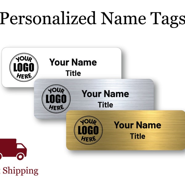 Name Tags for Work - Business Name Badges with Logo - Magnetic Name Tags - Pin Name Badge - Company Brand Tag - Custom Name Tag - Logo Badge