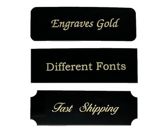 Black & Gold Metal Name Plate - Metal Sign - Picture Frame Plate - Brass Plaque - Trophy Award Plate - Metal Plaque - Laser Engraved Plate