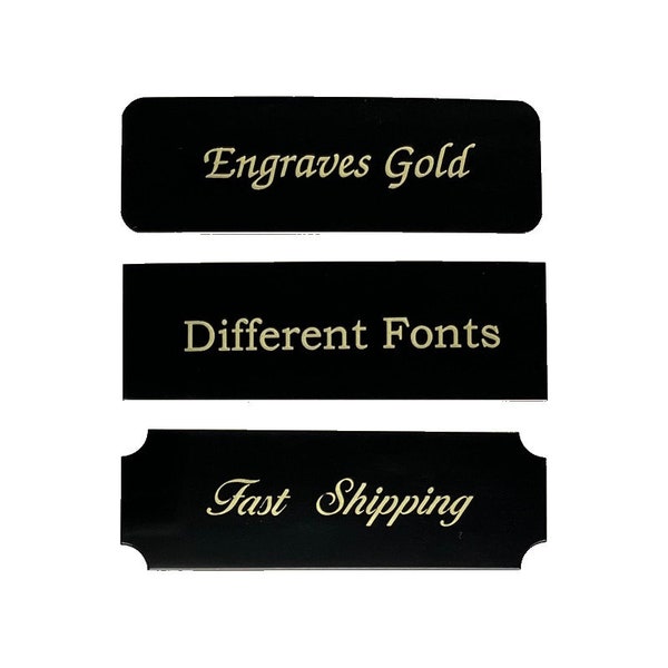 Black & Gold Metal Name Plate - Metal Sign - Picture Frame Plate - Brass Plaque - Trophy Award Plate - Metal Plaque - Laser Engraved Plate