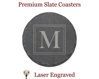 Slate Coasters Engraved - Engraved Coasters - Wedding Gift Coaster Set - Personalized Coasters - Custom Drink Coaster - Houswarming Gift Set