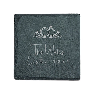 Custom Slate Coaster Set - Engagement Gifts for Couple - Personalized Drink Coaster - Bulk Wedding Favor Gifts - Gift for New Couple