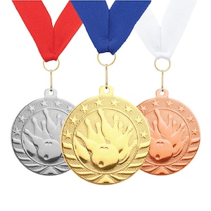 Bowling Medals Gold Silver Bronze Medals for Kids Medallion Customized Award Medals with Ribbon Medal for Students Bowling Team Gift