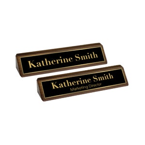 Desk Name Plate - Custom Engraved Name Sign - Personalized Wood Desk Sign - Classy Name Plaque for Desk - Gift for Boss - Wood Desk Wedge
