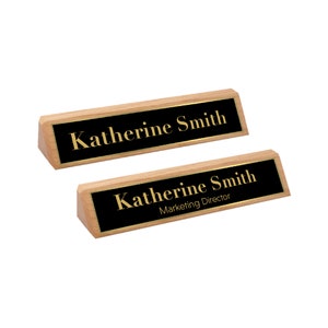 Desk Name Plate - Custom Engraved Name Sign - Personalized Wood Desk Sign - Classy Name Plaque for Desk - Gift for Boss - Wood Desk Wedge