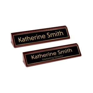 Desk Name Plate - Custom Engraved Name Sign - Personalized Wood Desk Sign - Classy Name Plaque for Desk - Rosewood Executive Wood Desk Wedge