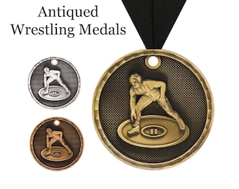 Wrestling Award Medals - Personalized Wrestling Award - Wrestling Gifts - Youth Wrestling Awards - Custom Sports Medallion Engraved