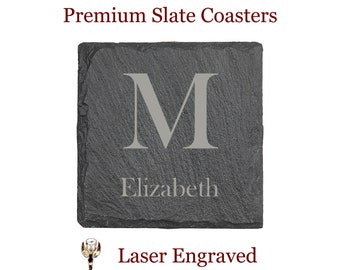 Slate Coasters Engraved - Engraved Coasters - Wedding Gift Coaster Set - Personalized Coasters - Custom Drink Coaster - Houswarming Gift Set