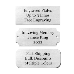 1&quot; x 3&quot; Metal Name Plate - Metal Name Sign - Picture Frame Plate - Wedding Sign Plate - Trophy Award Plate - Metal Plaque - Engraved Plate