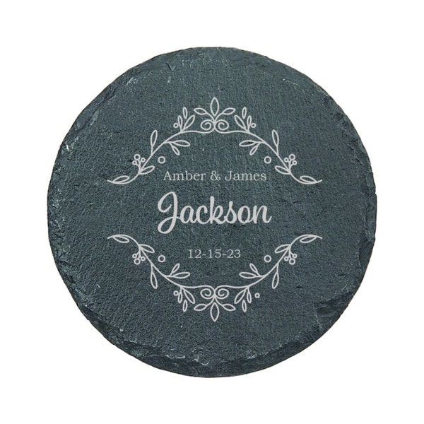 Stone Coaster Wedding Gift - Slate Coaster Engraved - Housewarming Gift for Couple - Drink Coasters Personalized - Wedding Favor Bulk Custom