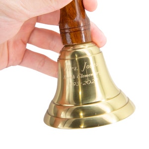 Embossed Brass 4-Bell Alter Bells with Wood Handle, 6 1/4 Inch